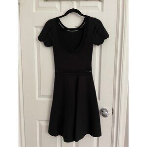 Maje Black Knit Short Sleeve A-Line Mini Dress Size 2